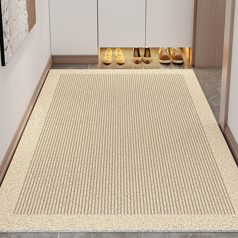 Estera de piso de anillo de seda simple de estilo japonés Líneas geométricas estera de piso de puerta de entrada antideslizante para el hogar estera de pie resistente a las manchas