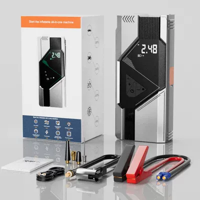 Hava nasosu – Car Electric Air Pump - qb16-silver-white-electric-air-pump-all-in-one-8000-mah-ordinary-clip-19-cylinders