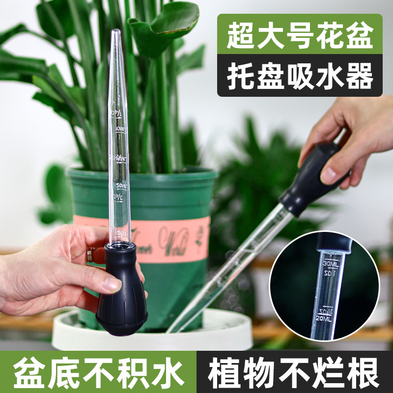 花盆托盘吸水器底座积水处理神器大吸管便携抽换水大滴管园艺工具