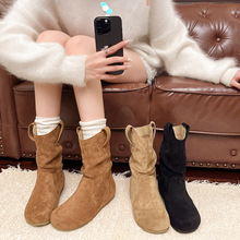 复古慵懒风靴子堆堆靴女短靴2025新款秋冬女款磨砂皮时尚马丁靴