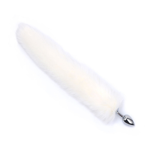 SM fox tail metal anal plug, sexy anal expansion and training backcourt sex products, artificial hair ball bead pulling device