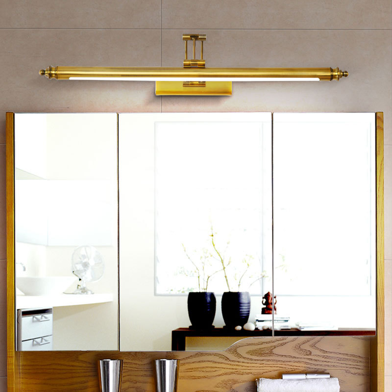 Moderno simple dormitorio lámpara de acero inoxidable LED espejo frontal lámpara de baño espejo gabinete lámpara plegable retráctil lámpara de pared