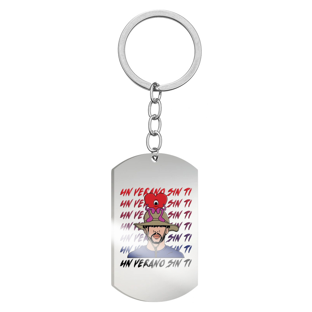 Fashion Cartoon Letter Heart Shape Stainless Steel Bag Pendant Keychain 1 Piece