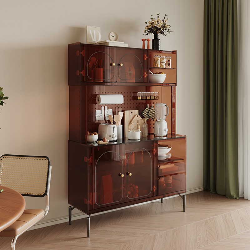 Light Luxury Sideboard Integrated Wall-Mounted Modern Simple High Cabinet Kitchen Storage Locker Acrylic Tea Cabinet Wine Cabinet