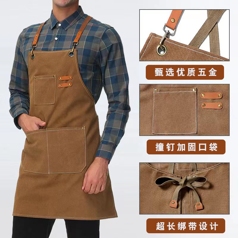 Foreign trade thickened canvas Denim apron antifouling barista Kitchen restaurant work Barber apron wholesale printed logo Foreign trade thickened canvas Denim apron antifouling barista Kitchen restaurant work Barber apron wholesale printed logo