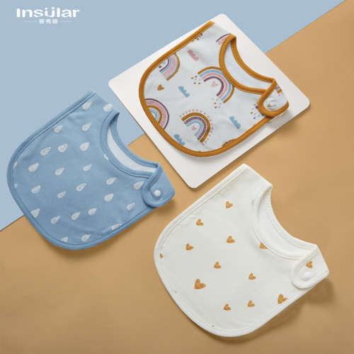 Cross-border 3 pack cotton cartoon baby bibs baby bibs newborn snaps saliva towels on behalf of