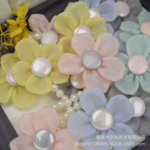 清仓网纱包扣太阳五瓣花 diy饰品配件发夹发圈帽子胸针春花朵辅料