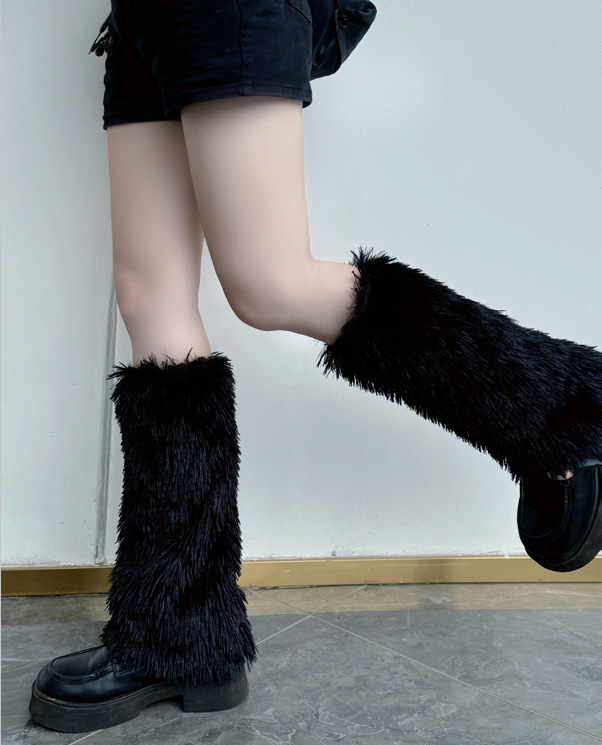 Bijpassende kleur fuzz pile sokken witte JK bootcover lente en herfst dunne retro beenbedekking ins trend_voghion.com