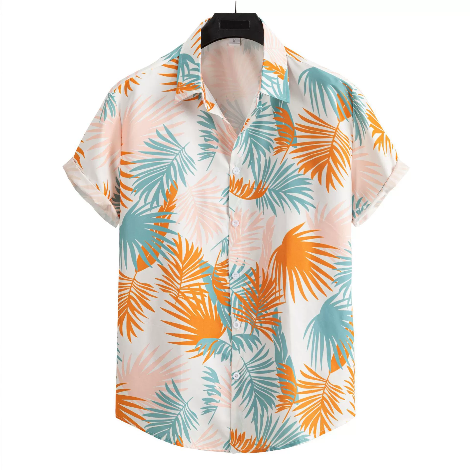 2025 трансграничная экспортная мужская мода повседневная 3D печать листьев летний стиль свежий стиль короткий рукав рубашка кардиган