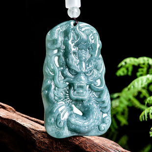 Natural a goods jade blue water domineering dragon brand atmosphere zodiac dragon pendant ice jade stone men's pendant women