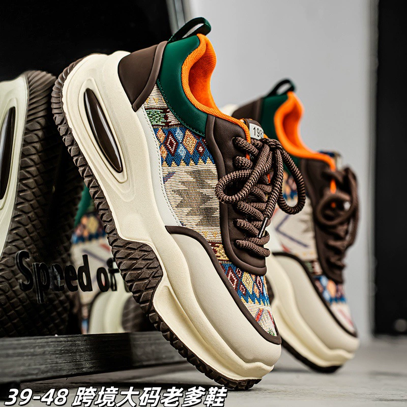 Обувь с большим кодом Мужская обувь с толстой подошвой 2025 новая обувь папы мода дикая наружная мода юная нишевые кроссовки