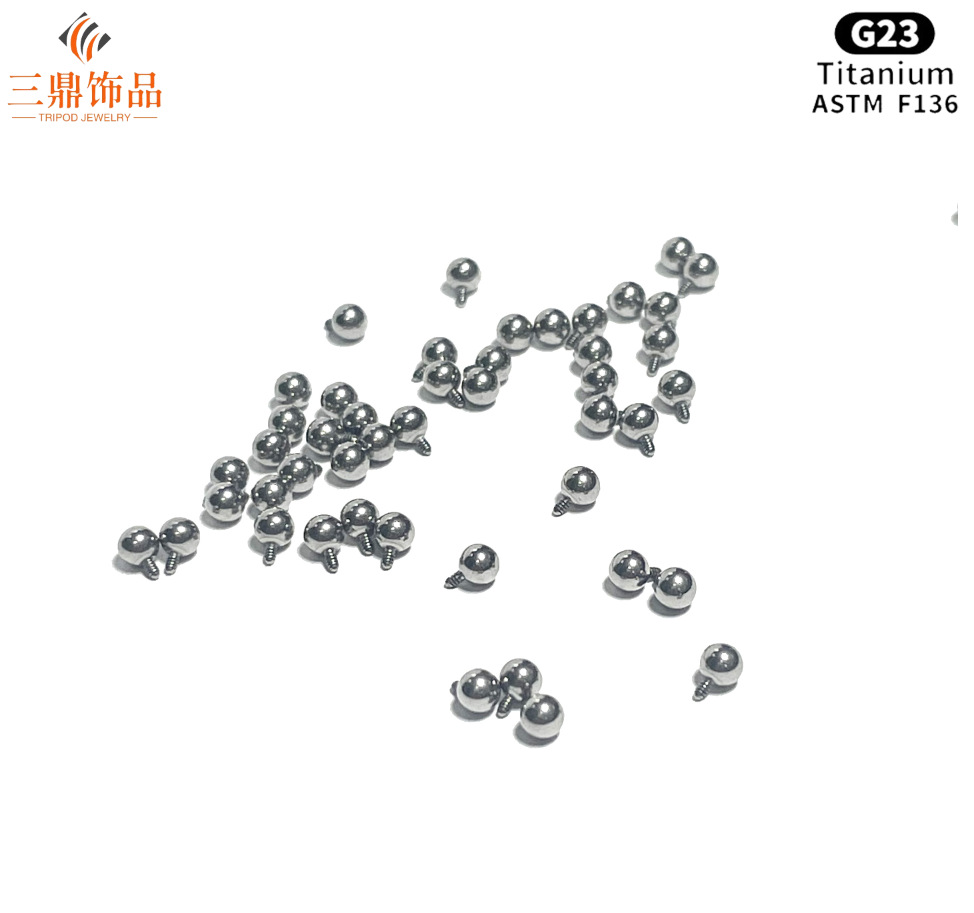 G23 Titanium Alloy External Tooth Titanium Ball Accessory Replaces Ball Internal Tooth Rod External Thread Hypoallergenic Pure Titanium Ball