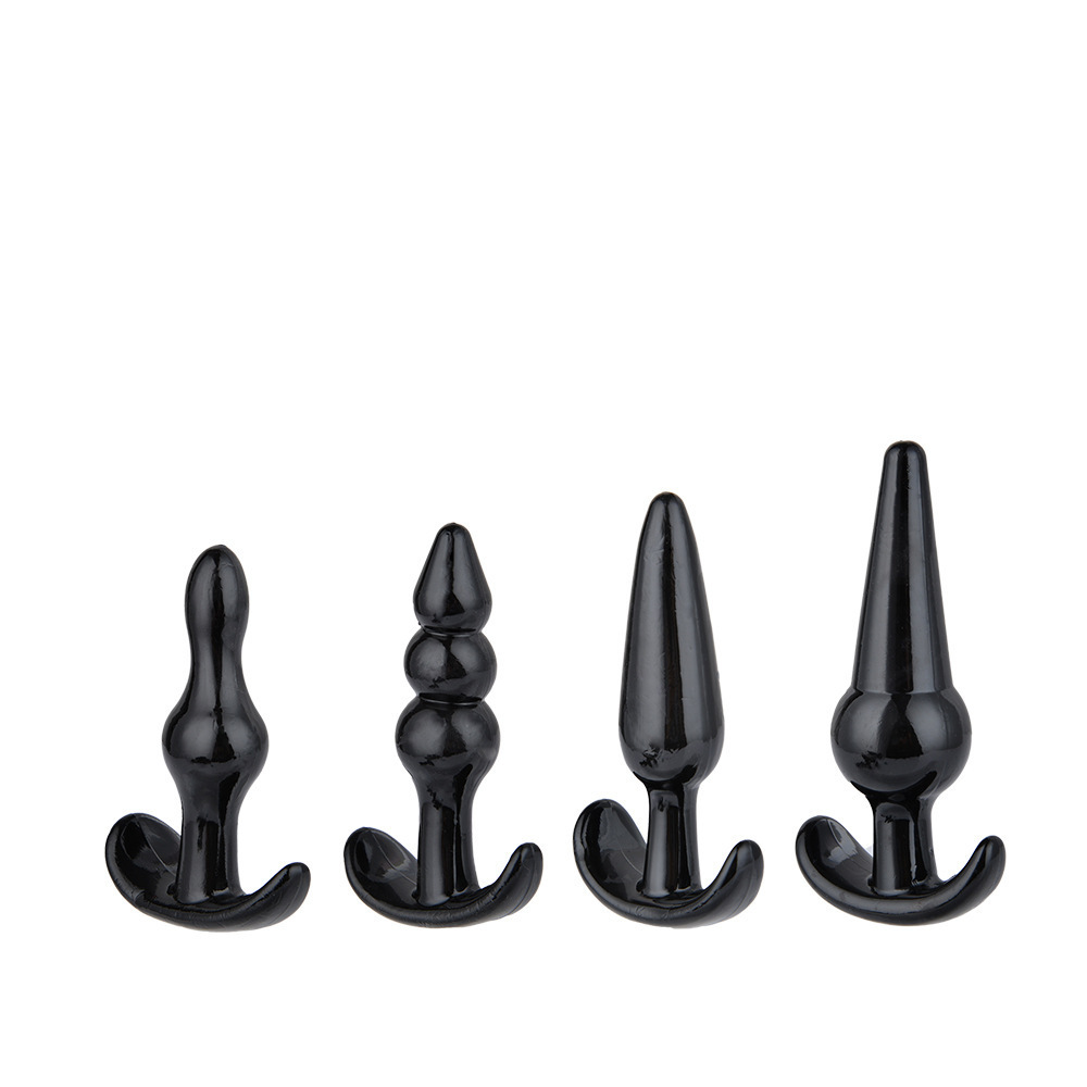 Four-Piece Anal Plug Bead Set, TPE, Purple, Graduated Sizes — detail image 15