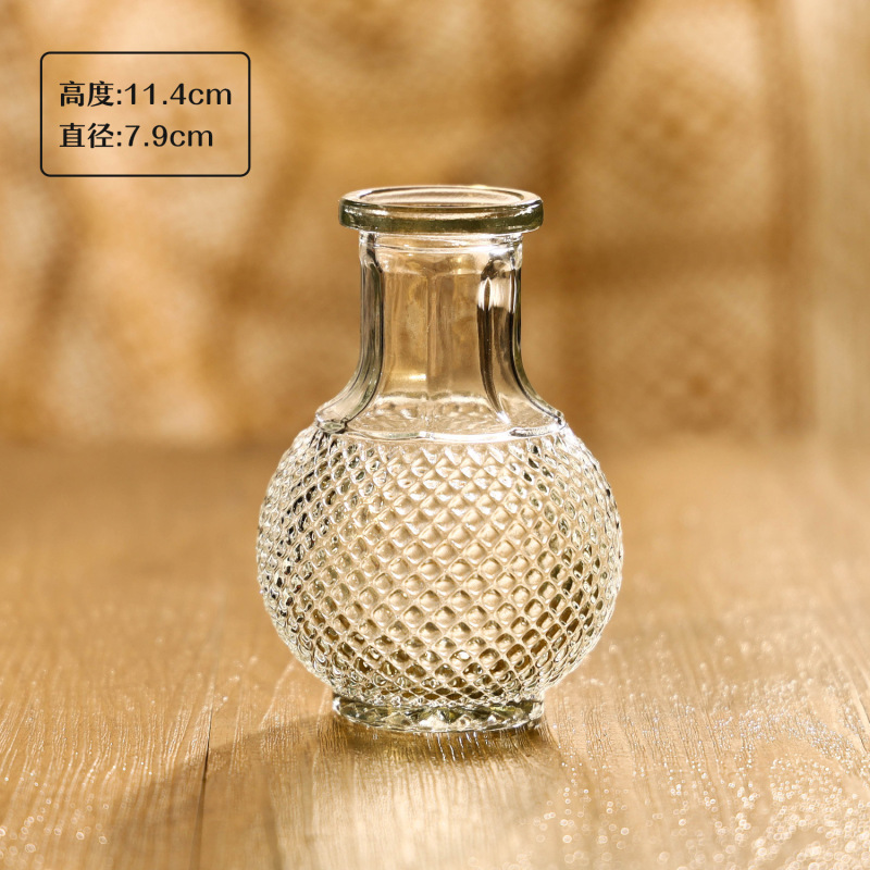 亚马逊同款迷你玻璃花瓶 ins风透明摆件插花中古高级感小花瓶套装|undefined