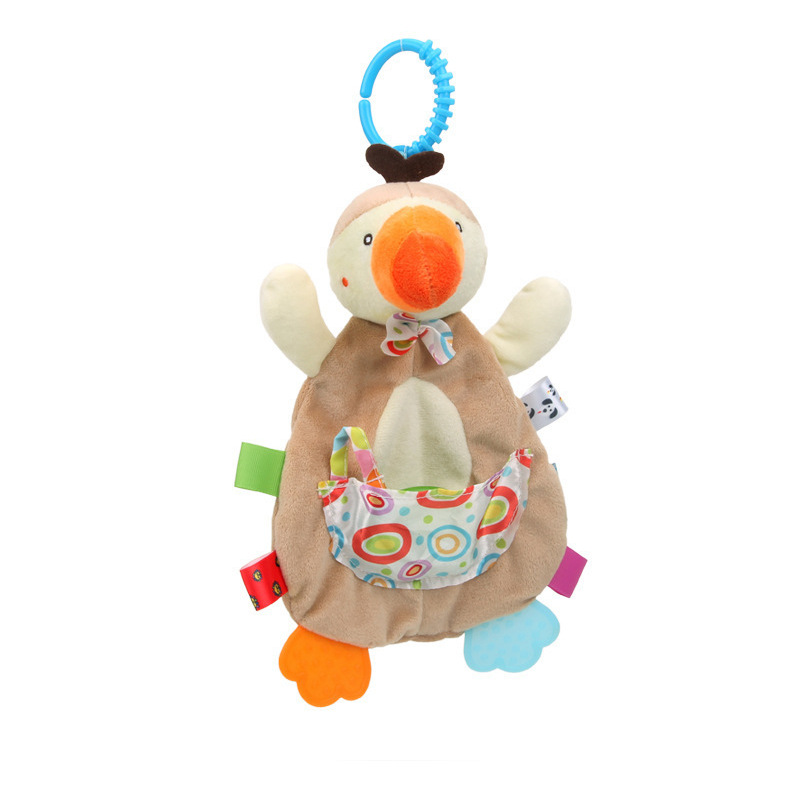 Lindo bolsillo del bebé toalla calmante recién nacido entrada mordedura sonajero muñeca animal BB Peluche juguete Sueño