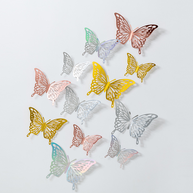 3D estereoscópico mariposa pared decoración de alta sensación autoadhesivo hogar diseño de boda de fondo pegatinas papel pintado diy
