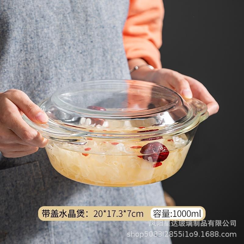utensilios de calentamiento de microondas tazón de vidrio transparente resistente a altas temperaturas ensalada doméstica tazón de arroz grande tazón de sopa platos set platos cubiertos