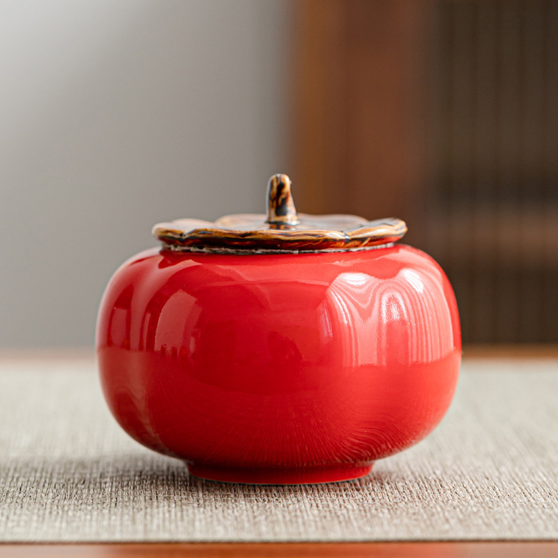 陶磁器茶葉缶万事如意トランペットミニ喜糖糖果缶柿密封缶ギフトボックス彫刻お土産|undefined
