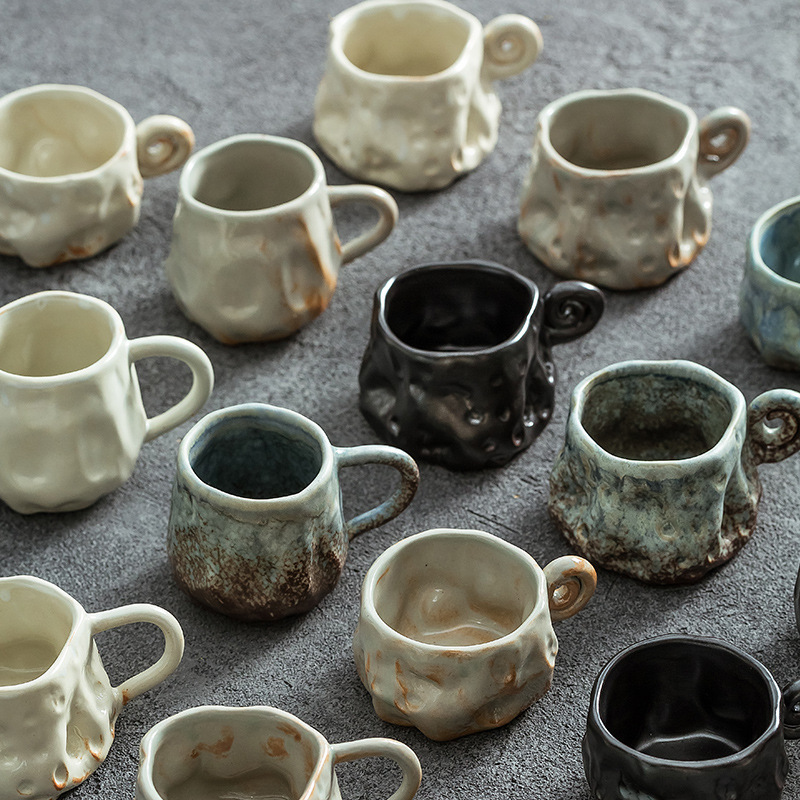 Retro Ceramic Coffee Cup, High-Looking Stoneware Hand-Kneaded Special-Shaped Mug, Coffee Shop Home B&B Tea Cup Retro Ceramic Coffee Cup, High-Looking Stoneware Hand-Kneaded Special-Shaped Mug, Coffee Shop Home B&B Tea Cup