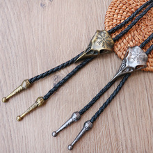 简约朋克牛仔复古长款项链不死鸟毛衣连衬衫领带bolo tie皮革项链