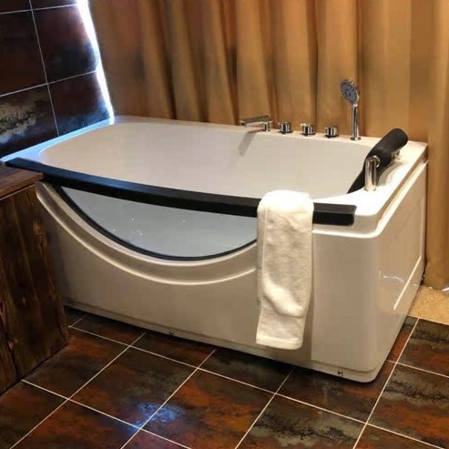 Rectangular Home Massage Bathtub Acrylic Freestanding Hotel Modern Whirlpool Glass Adult Bathroom Shower
