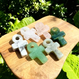 天然紫水晶玛瑙石头安卡十字架吊坠埃及文化生命符号送亲人朋友礼
