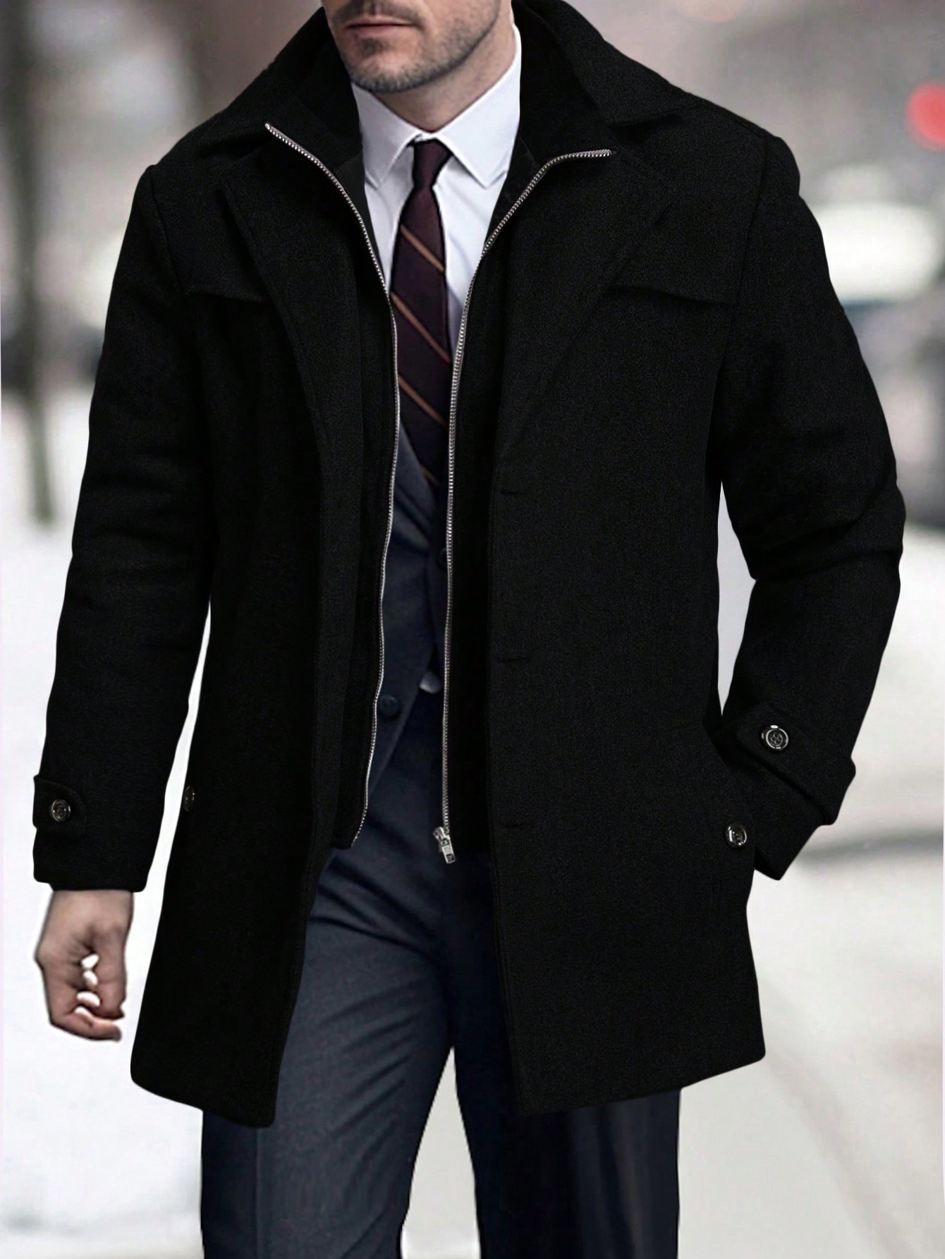2025 otoño y invierno comercio exterior transfronterizo Europa y Estados Unidos ropa de hombre chaqueta de tween con cremallera abrigo de tween negocios Amazon 240804