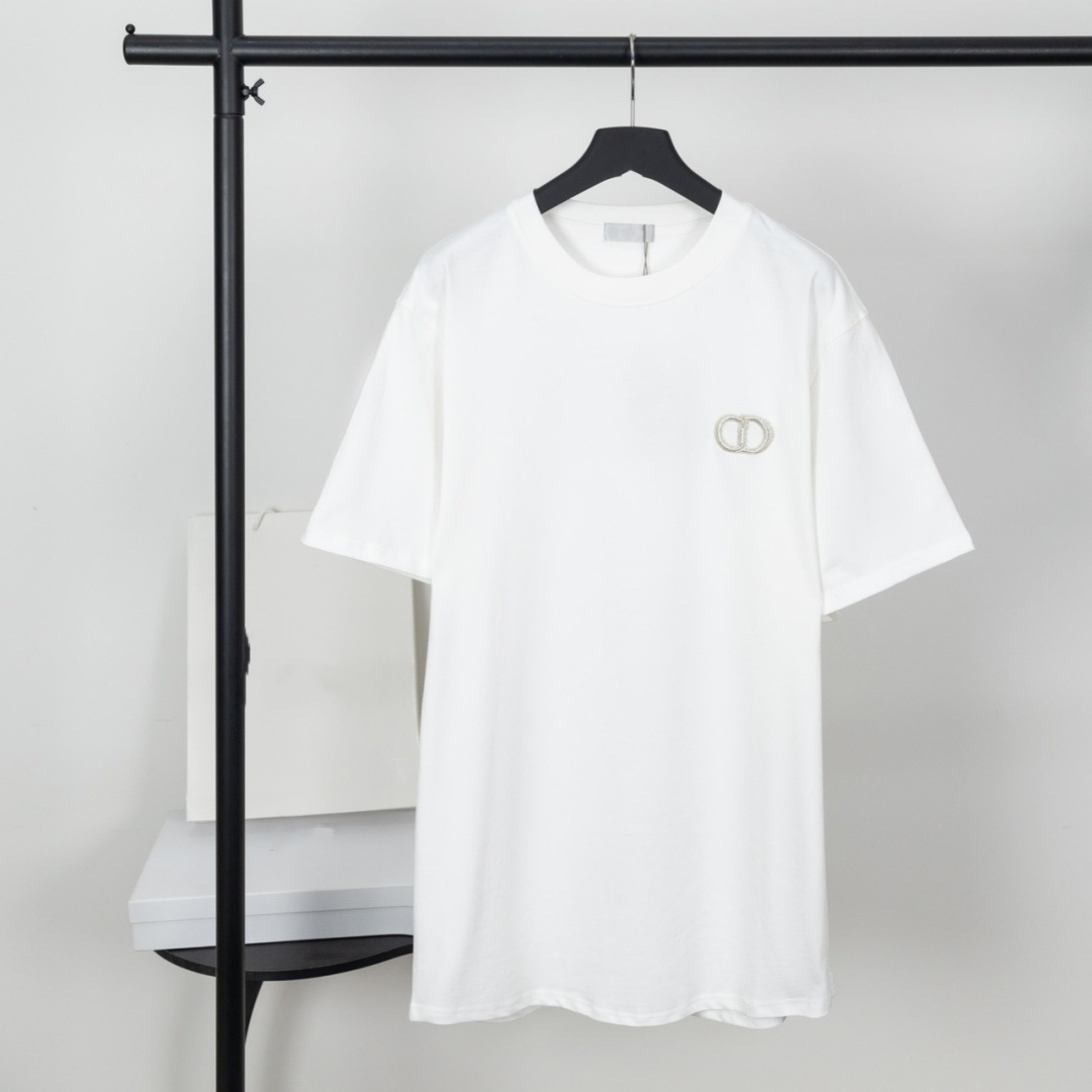 オリジナル版高バージョンDO家夏の新型アルファベットロゴ凹凸刺繍ロゴ丸襟男女半袖tシャツ