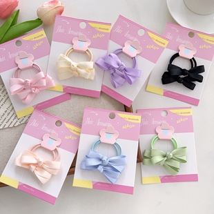 Candy-colored ribbon bow bb clip hair rope girl's broken bangs side clip hair rubber band hair rope hair accessories