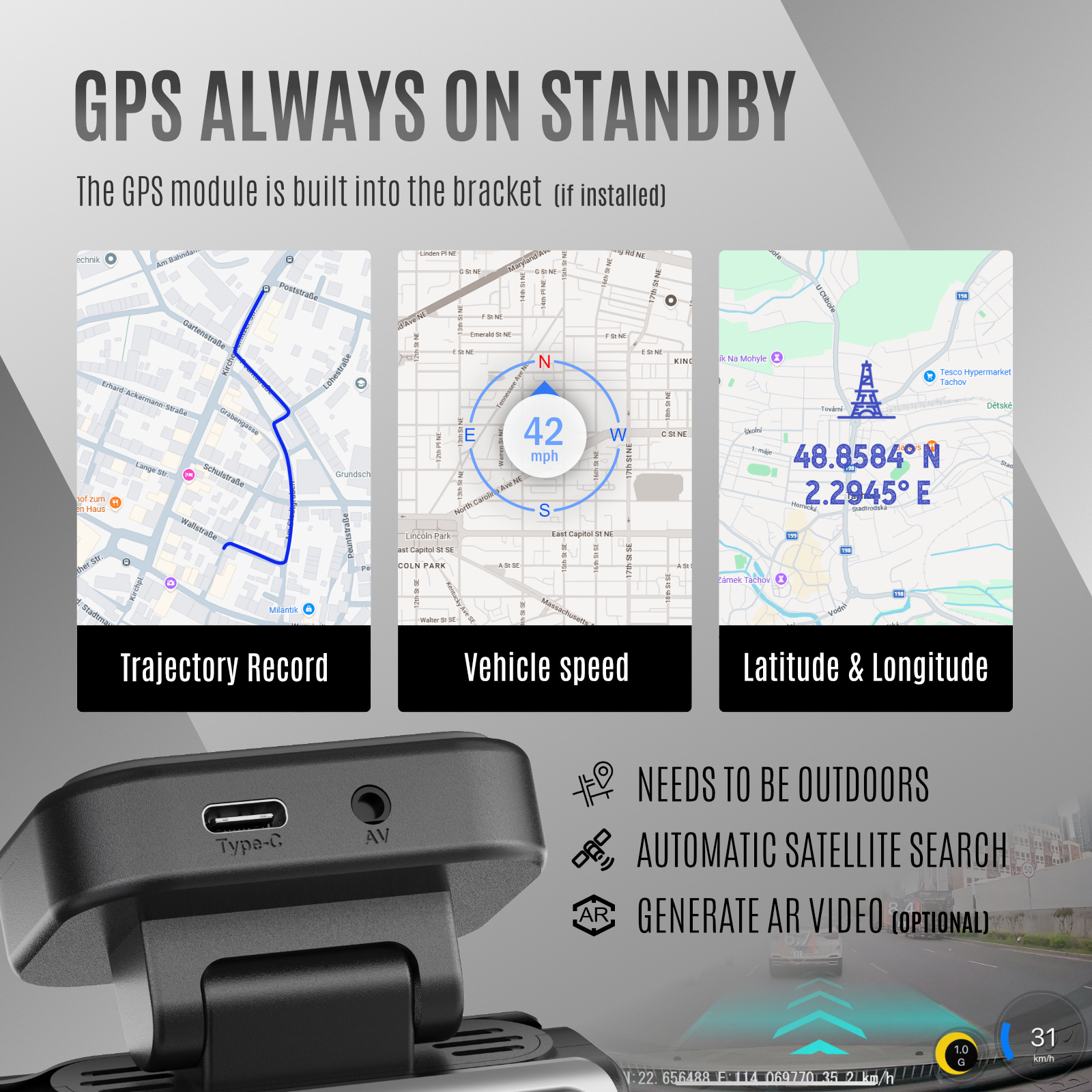 Cross-border new high-temperature-resistant 4K HD dashcam with dual recording, Wi-Fi, GPS, and night vision – available on Amazon