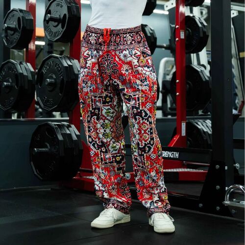 American retro thin trousers for men in summer breathable quick-drying loose sports pants fitness casual digital printed pants