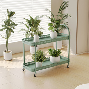 New Movable Flower Stand Floor-Standing Balcony Living Room Iron Flower Pot Stand Internet Celebrity Simple Space-Saving Succulent Plant Display