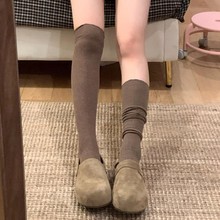 蕾秋冬新品袜子女吸汗无骨韩版条纹精梳棉堆堆袜中筒复古花边女袜