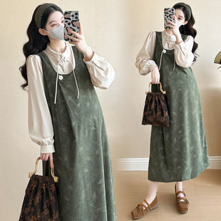 Pregnant women's clothing dress women's 2025 new spring wear pregnant women's vest skirt Zen new Chinese style suit