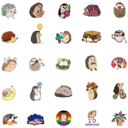 50 sheets of Amazon’s new cute little hedgehog graffiti stickers, luggage, guitar, skateboard, notebook, waterproof stickers