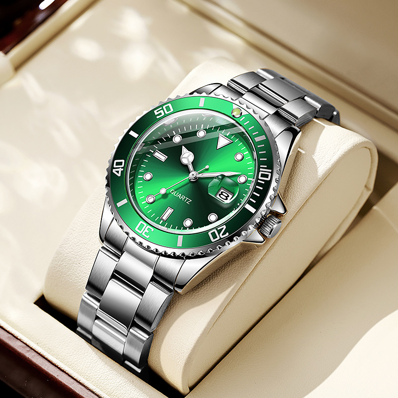 Cinturón de acero de superficie verde plateado