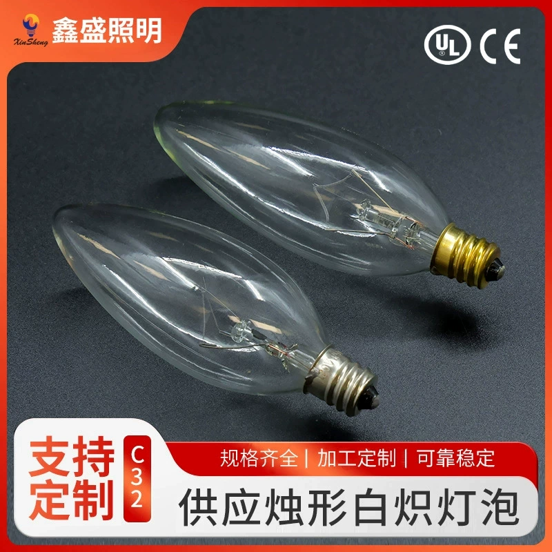 Поставка свечи лампы накаливания C32 92MM E12 120V40W Высокая мощность светодиодные лампы производителей