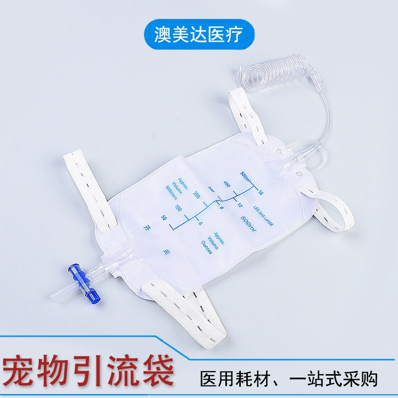 Трансграничные большие домашние кошки собаки противоточный клапан дренажный мешок 1000 мл мешок для сбора мочи мешок для мочи мешок с спиральным катетером