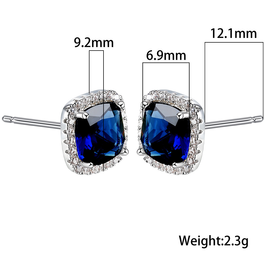 Fashion Geometric Copper Inlay Zircon Ear Studs 1 Pair