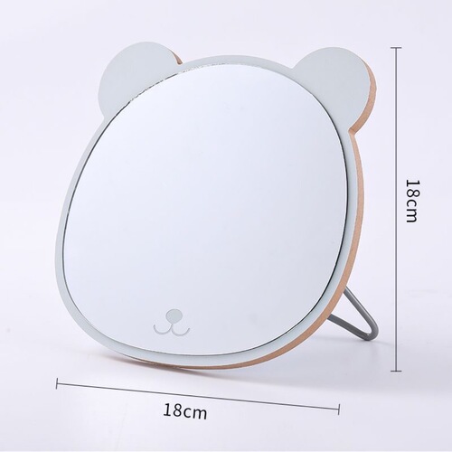 ins wooden cartoon makeup mirror high-value foldable desktop dressing mirror student bedroom portable desktop mirror
