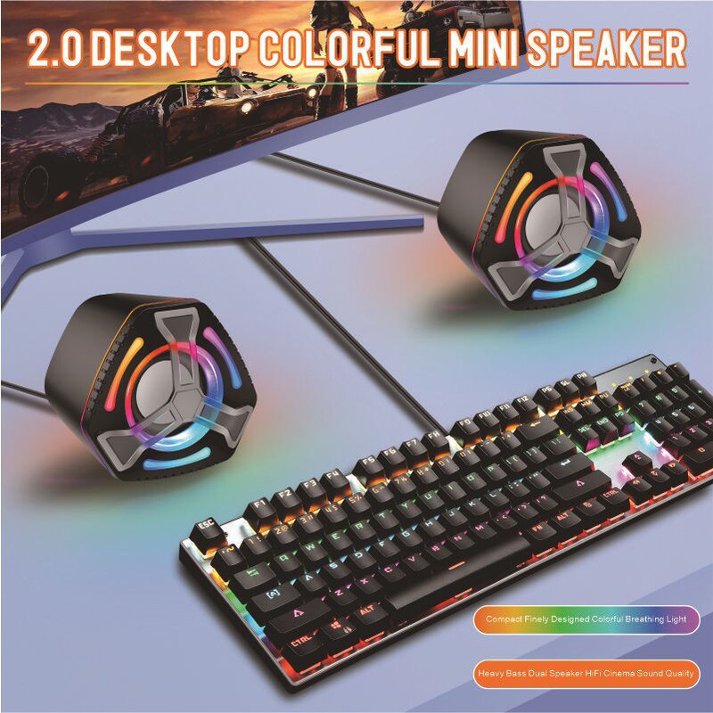 Cross-border computer luminous speaker desktop notebook wired usb desktop home office RGB small audio wholesale Cross-border computer luminous speaker desktop notebook wired usb desktop home office RGB small audio wholesale