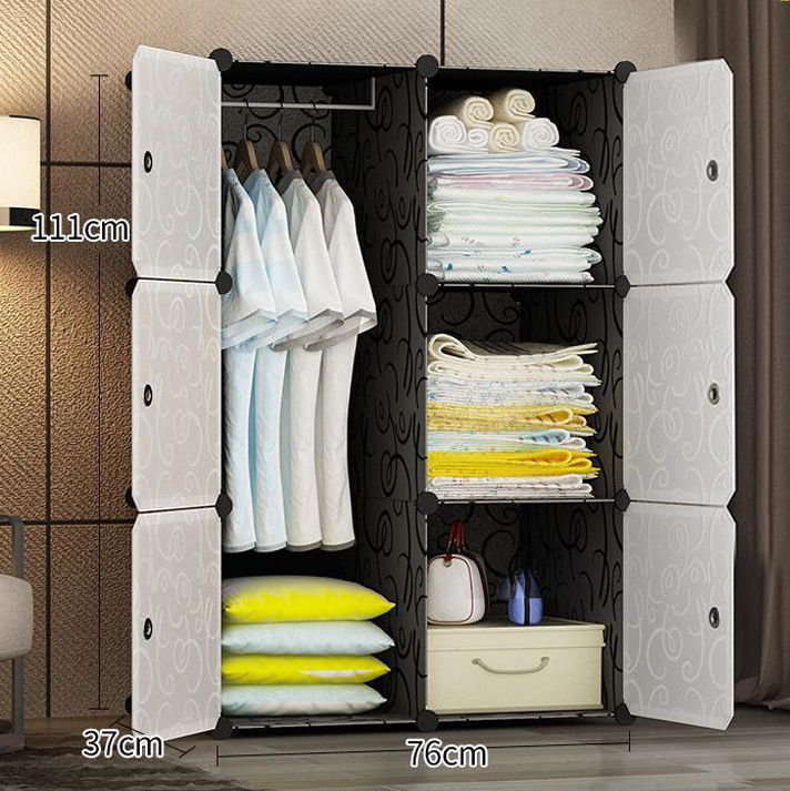 Armario simple moderno armario de tela simple sala de alquiler de tubos de acero engrosamiento reforzado dormitorio en casa montaje de almacenamiento gabinete colgante