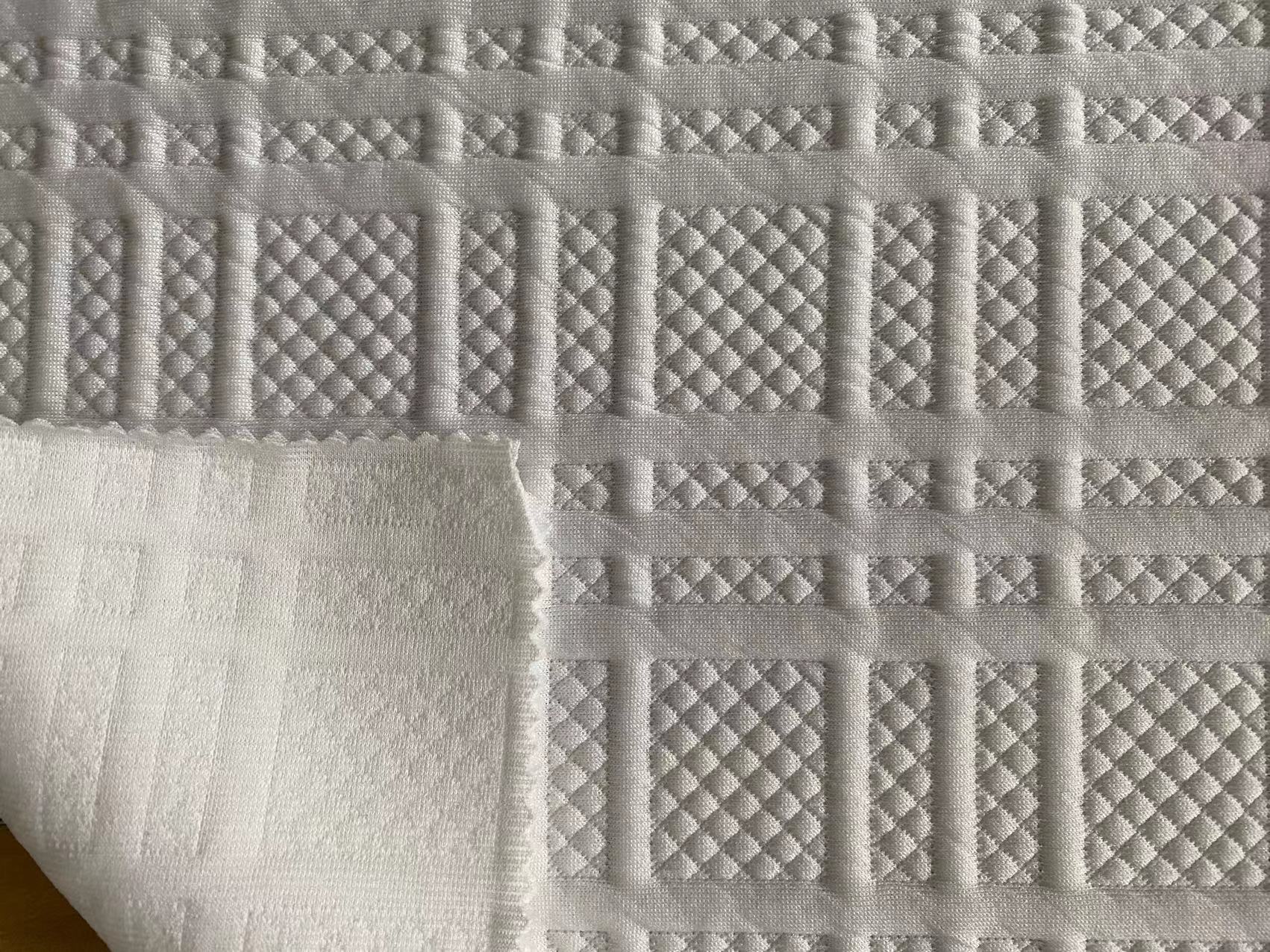 几何花型 涤氨提花布夹丝绵针织布编织弹力布毛衣色织