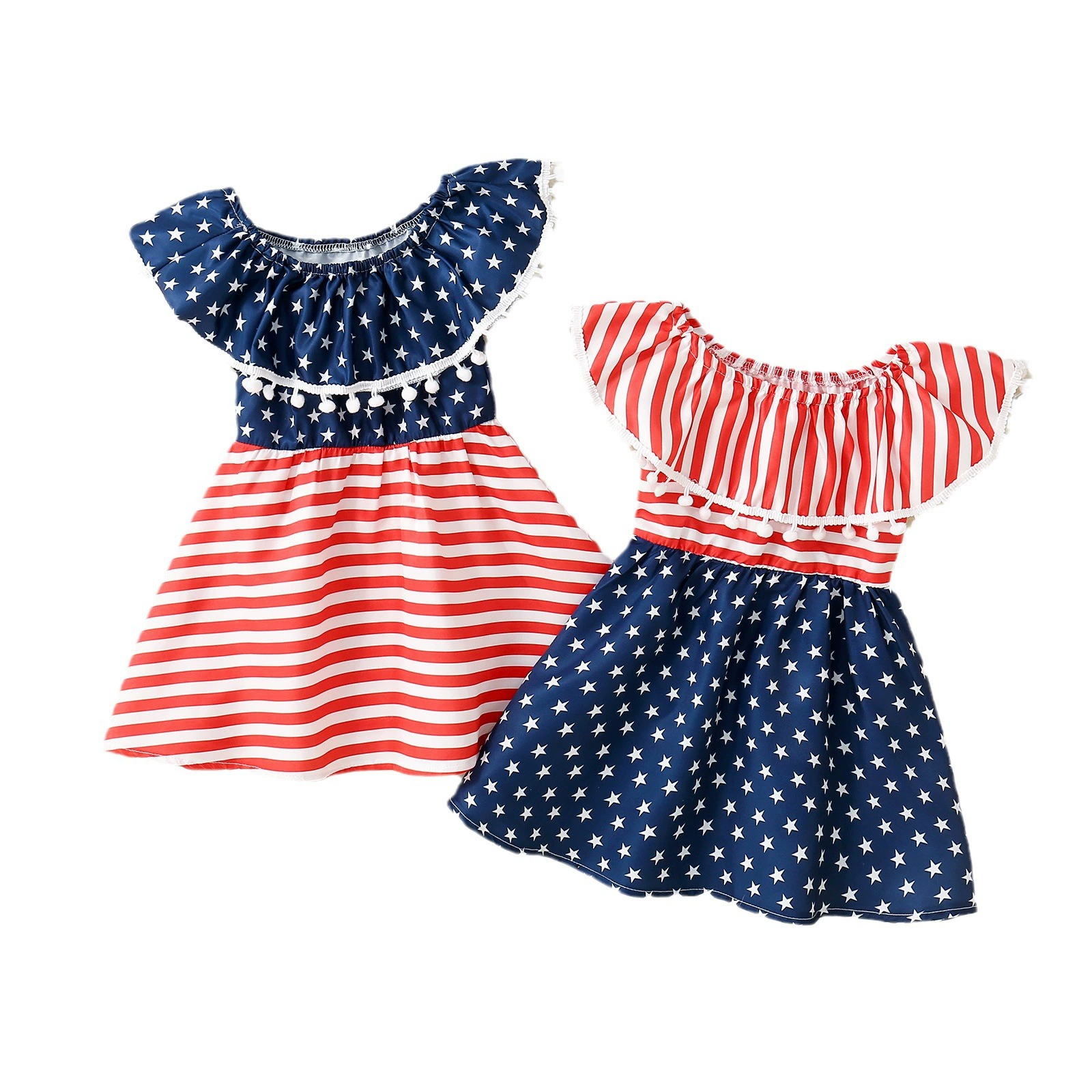 2024 новый весна-лето одежда для детей跨-border infant and children girls pink blue спайсed круглый вырез комбинезон детская юбка