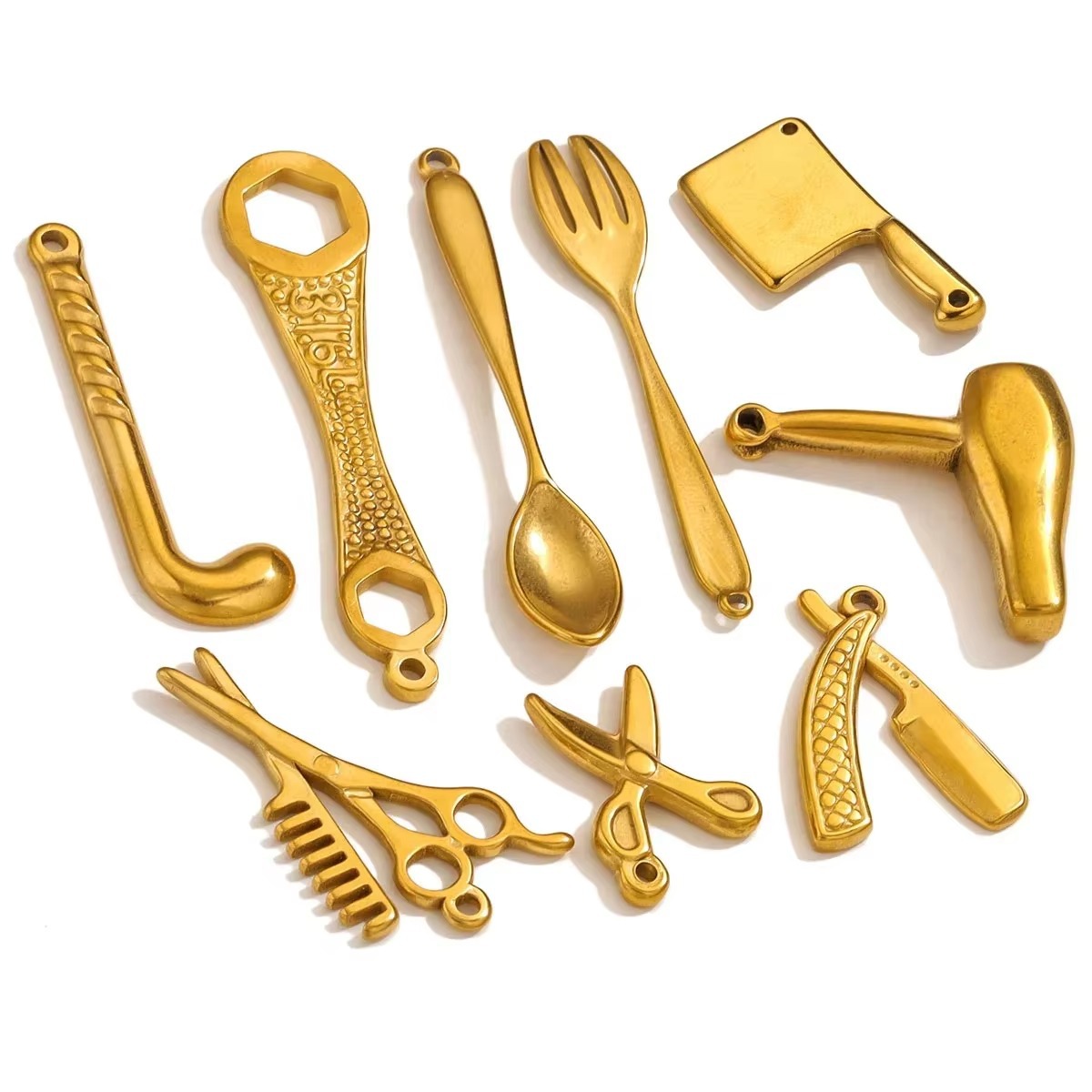 Plating Design Classic Style Style 3 PCS/Package 304 Stainless Steel Scissors Axe Hammer Pendant Pendant