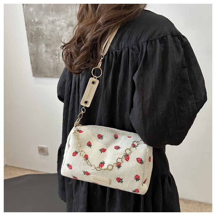 112g Weight Polyester Lining Material Zipper Closure Type Single Shoulder Strap Strap Type Pillow Shape Bag Bags Type Casual, Shopping Occasion Special Material Strawberry Pattern All Seasons Season Women's Gender Basic, Classic Style Style Cylindrical Shape Medium Size Women's Medium Special Strawberry Basic Classic Style Cylindrical Zipper Pillow Shape Bag 2