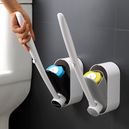 Single-use toilet brush no dead corner long handle household cleaning toilet brush head replacement creative bathroom set
