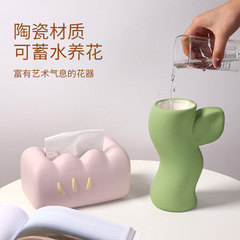 Cream style home dining table tissue box living room bedroom desktop home decoration ornaments cute ceramic tissue box