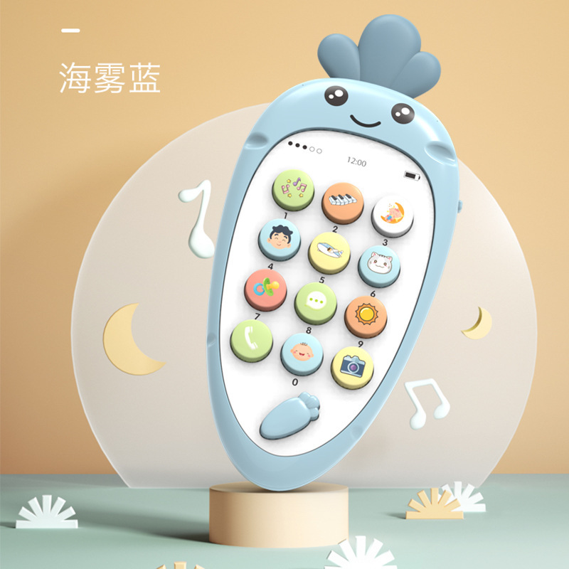 Children's Baby Music Phone Toy 6 Baby Simulation Puzzle Radish Phone Phone Music Bite Boys and Girls