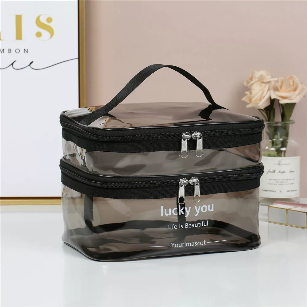 Handheld Cosmetic Bag, Universal Storage System, Double-Layer 25×20×2 cm Portable Organizer